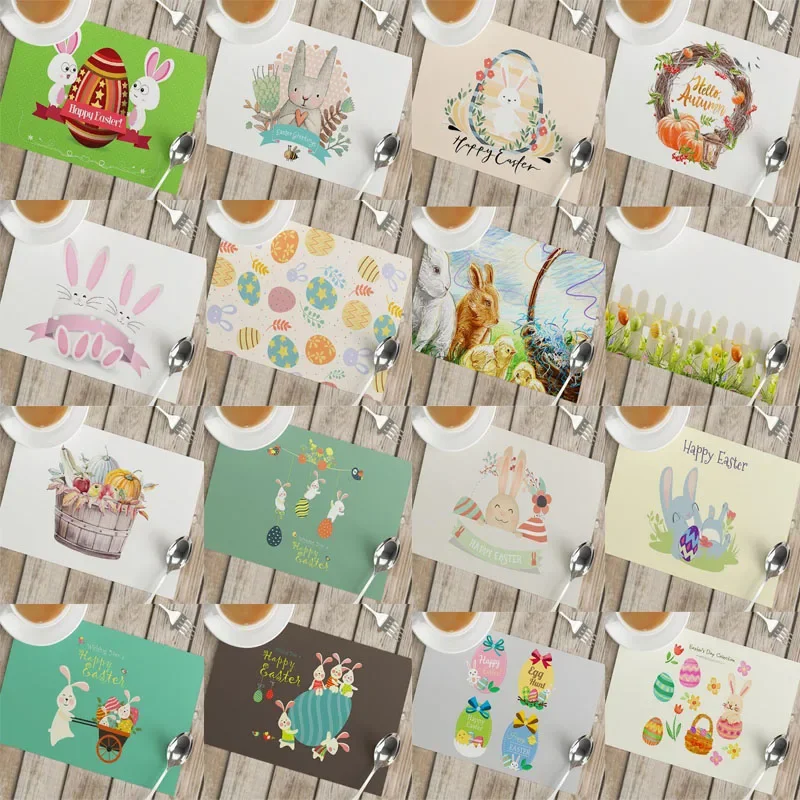 Coffee Tea Place - Cartoon Easter Bunny Eggs Printed Table