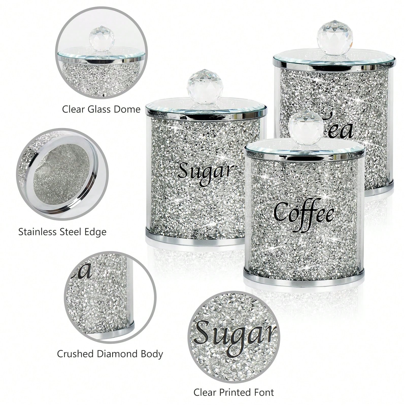 Coffee Tea And Sugar Canisters - Coffee Sugar Tea Canister Set Sparkly