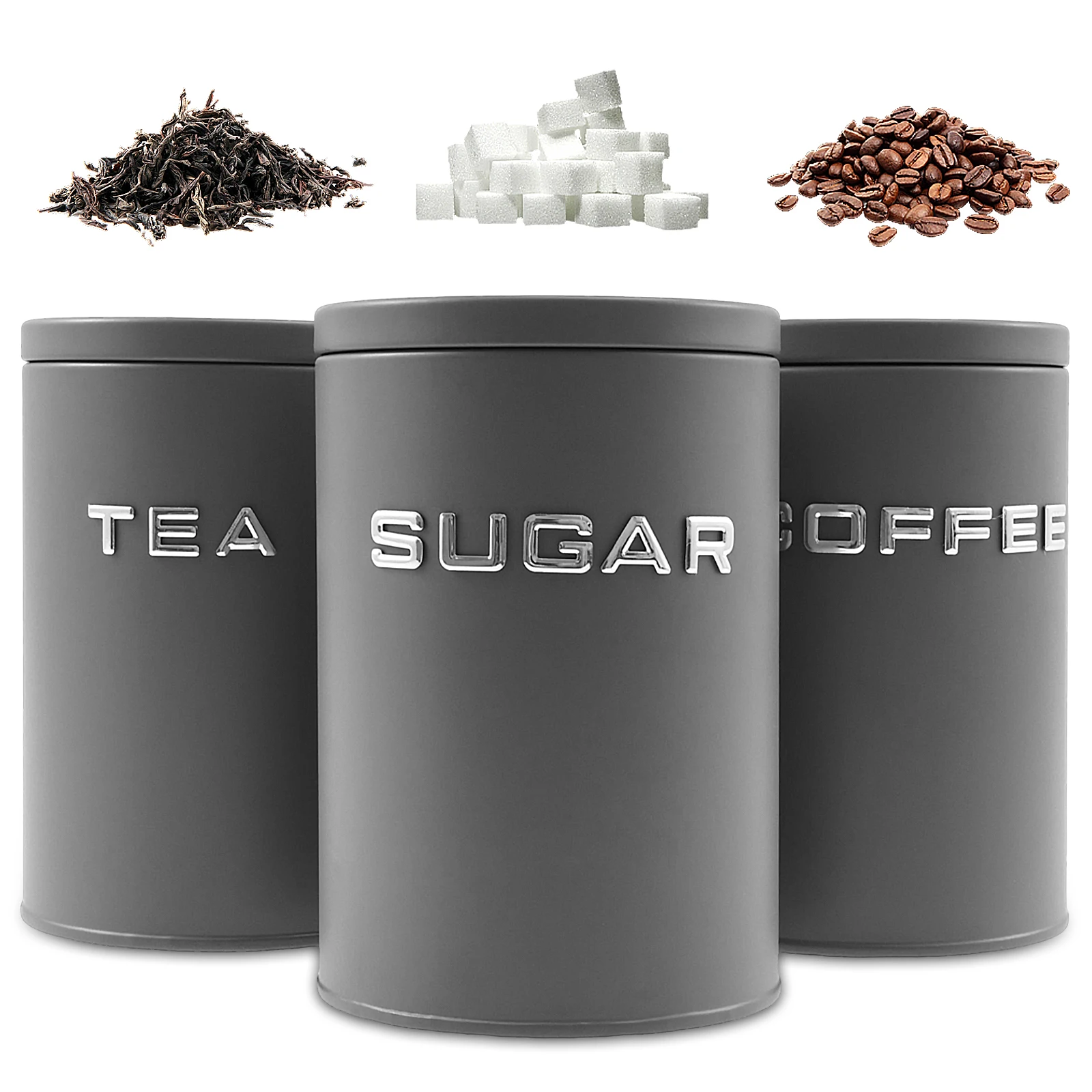 Coffee Tea And Sugar Canisters - 3 Pcs Tea Coffee Sugar Canister