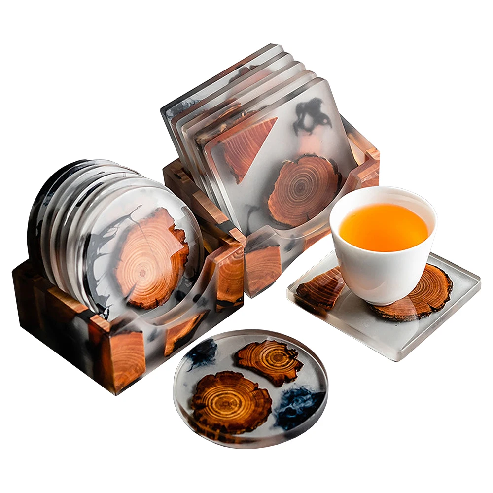 Coffee Tea Games - 6PCS/Set Resin Pine Coasters Heat-Resistant Placemats