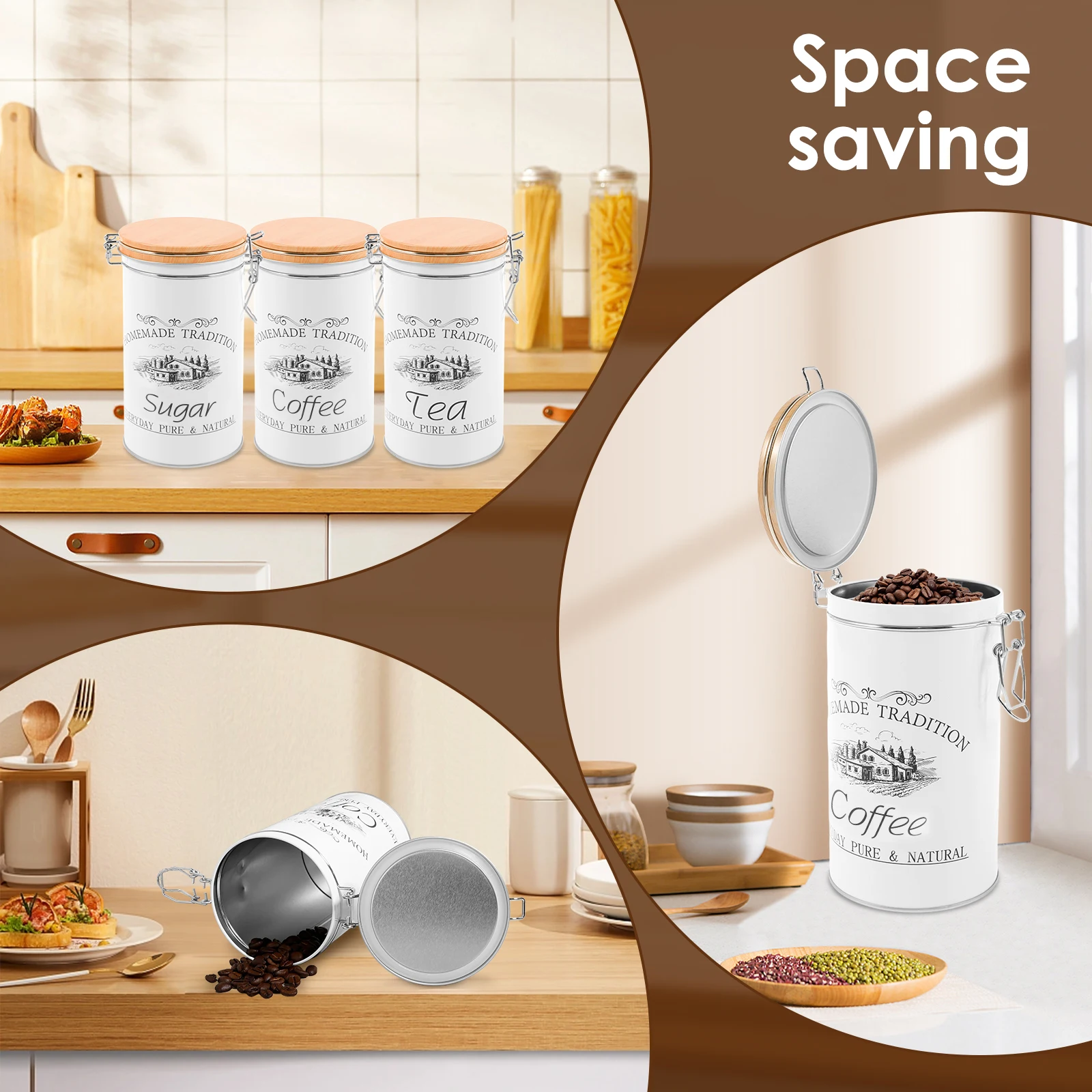 3Pcs/Set Tea Coffee Sugar Cani - огляд і ціна Coffee Tea And Sugar Canisters