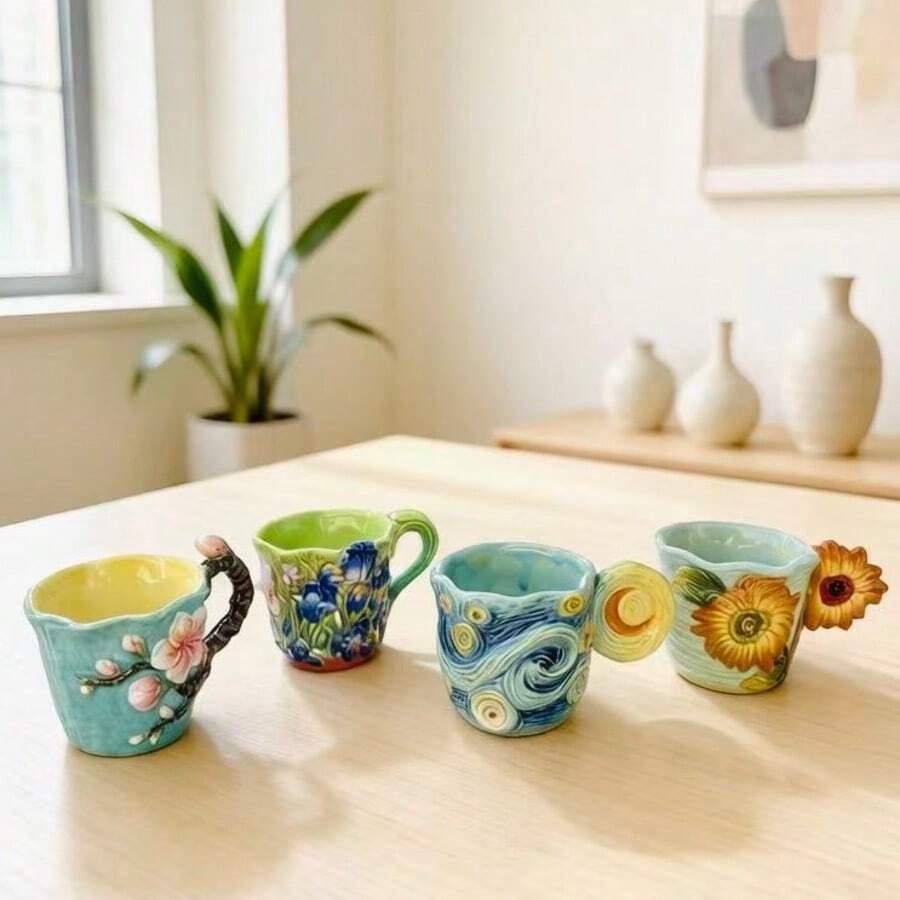 4pcs Van Gogh series embossed  - огляд і ціна Coffee Tea Van