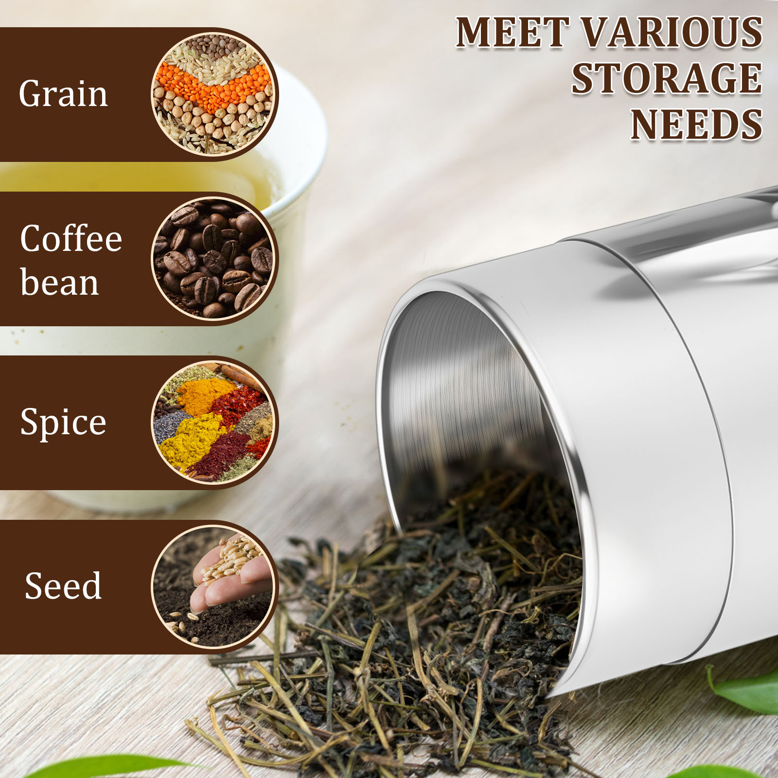 Stainless Steel Tea Leaf Tins  - огляд і ціна Coffee Tea And Sugar Canisters