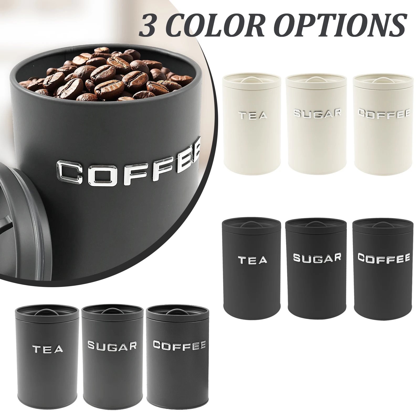 3 Pcs Tea Coffee Sugar Caniste - огляд і ціна Coffee Tea And Sugar Canisters