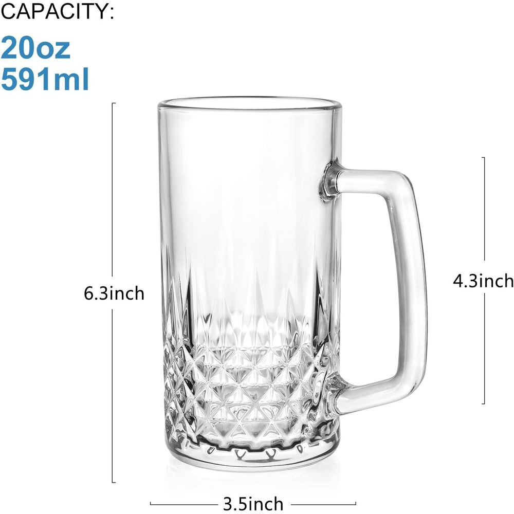 20 oz Heavy Glass Mugs Set of  - огляд і ціна Mug Tea Coffee