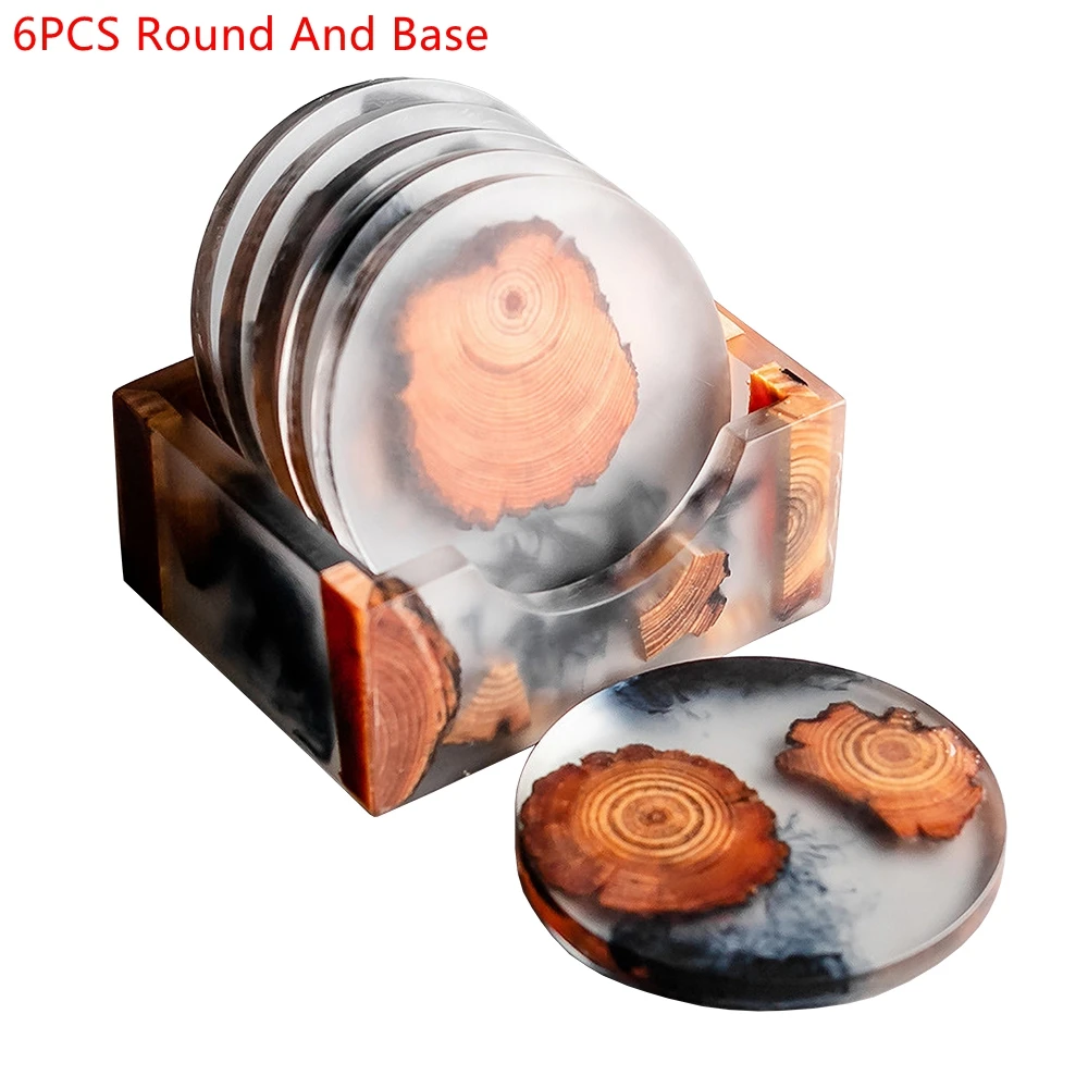 6PCS/Set Resin Pine Coasters H - огляд і ціна Coffee Tea Games