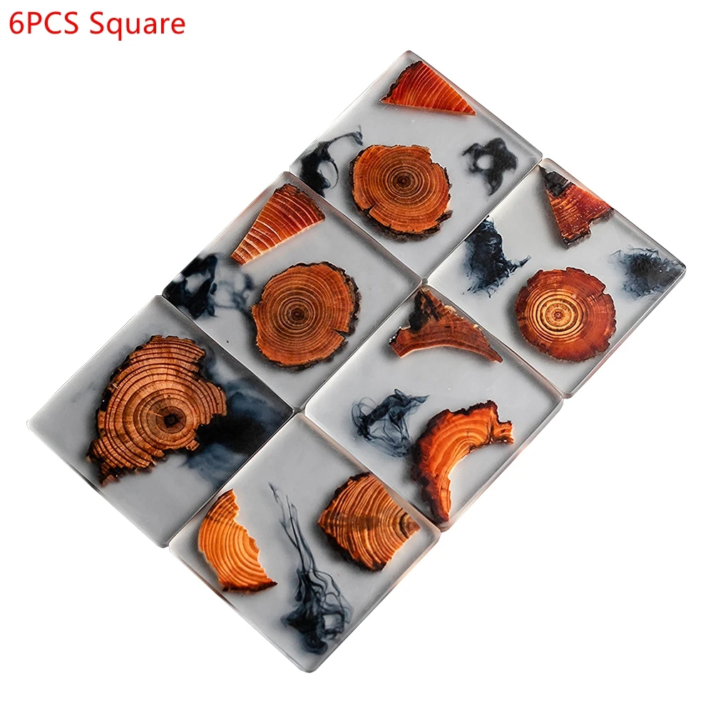 6PCS/Set Resin Pine Coasters H - огляд і ціна Coffee Tea Games